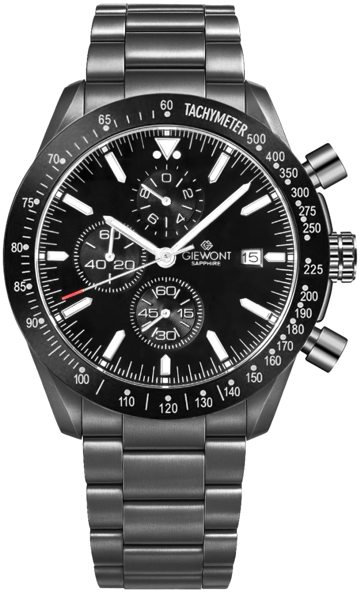 Zegarek Męski Giewont Chronograph Sapphire Czarny GW8720-B1