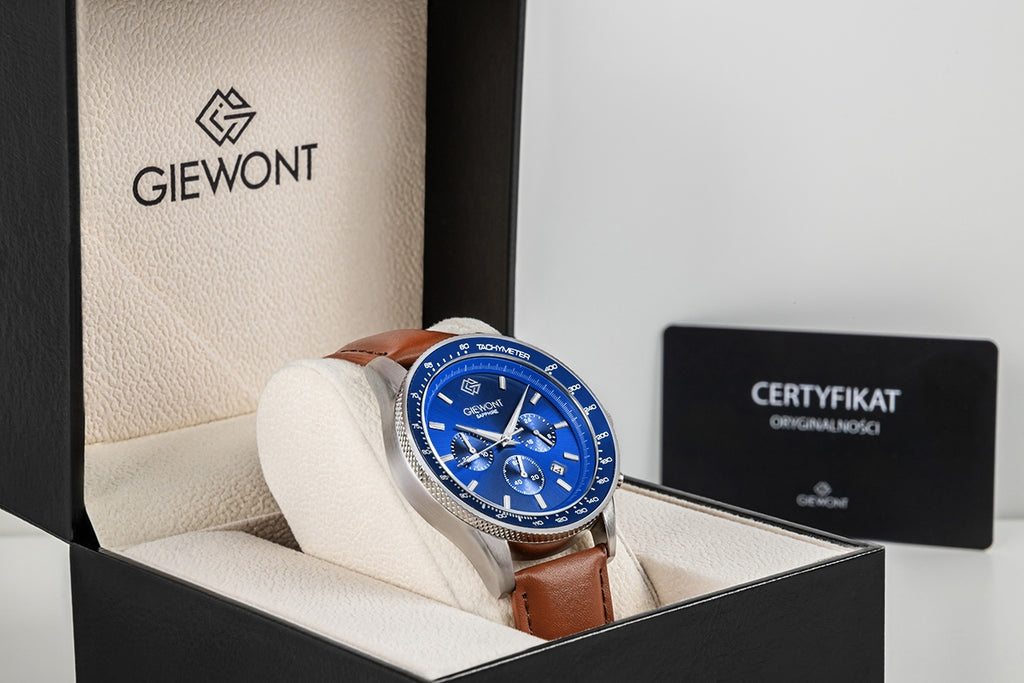 Zegarek Męski Giewont Chronograph Sapphire Brązowo Niebieski GW3520-A5