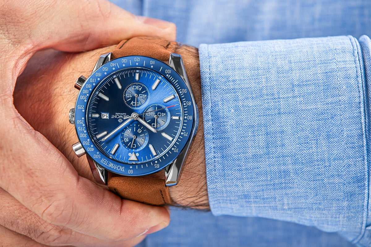 Zegarek Męski Giewont Chronograph Sapphire Brązowo Niebieski GW8720-A2