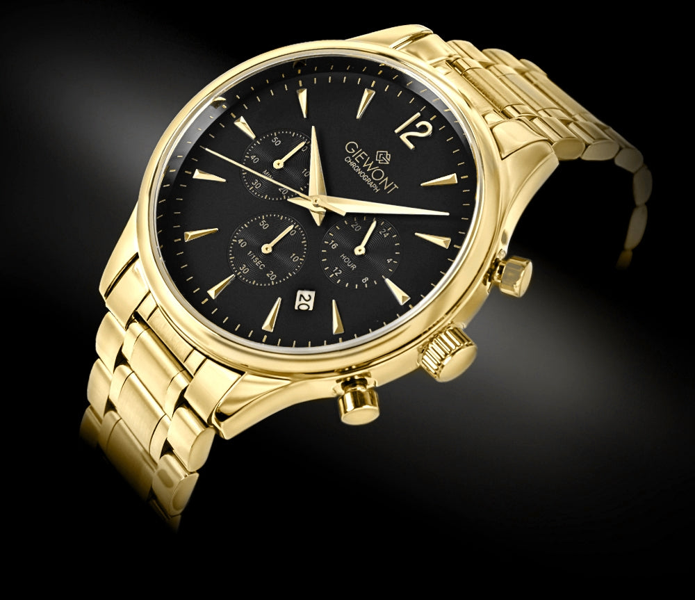 Zegarek Męski Giewont Chronograph Sapphire Złoto Czarny GW6310-B4