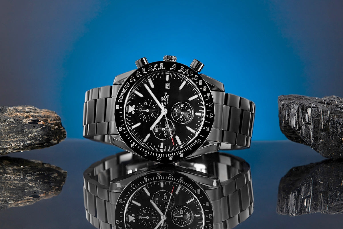 Zegarek Męski Giewont Chronograph Sapphire Czarny GW8720-B1