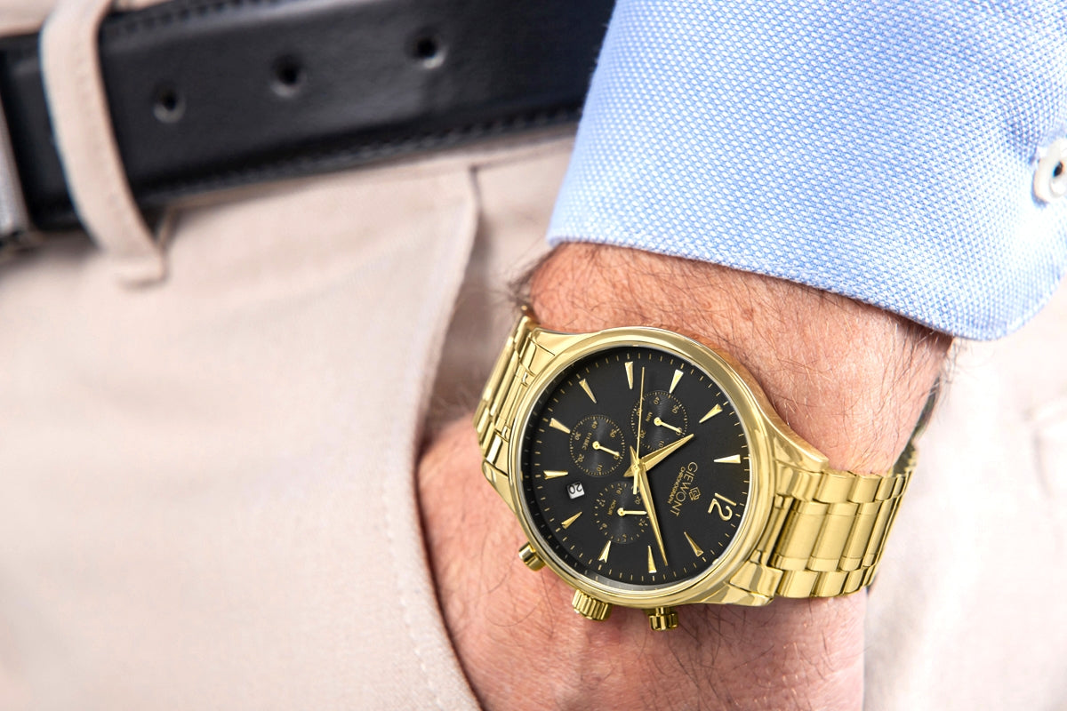 Zegarek Męski Giewont Chronograph Sapphire Złoto Czarny GW6310-B4