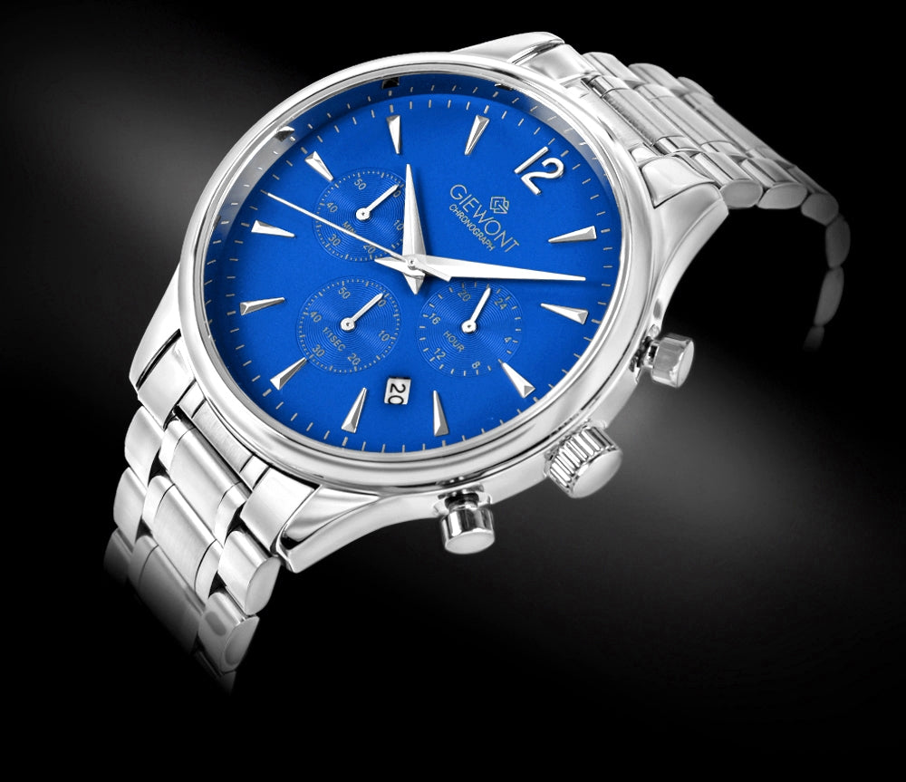 Zegarek Męski Giewont Chronograph Sapphire Srebrno Niebieski GW6310-B3