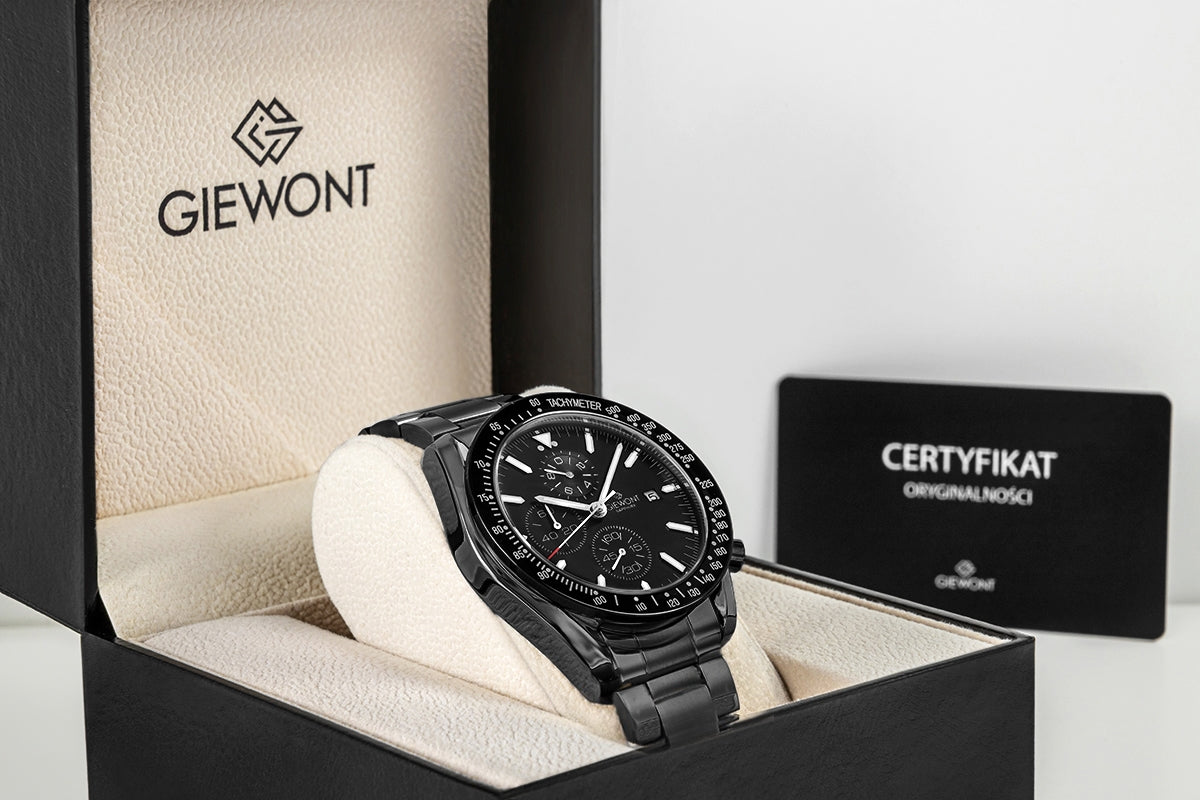 Zegarek Męski Giewont Chronograph Sapphire Czarny GW8720-B1