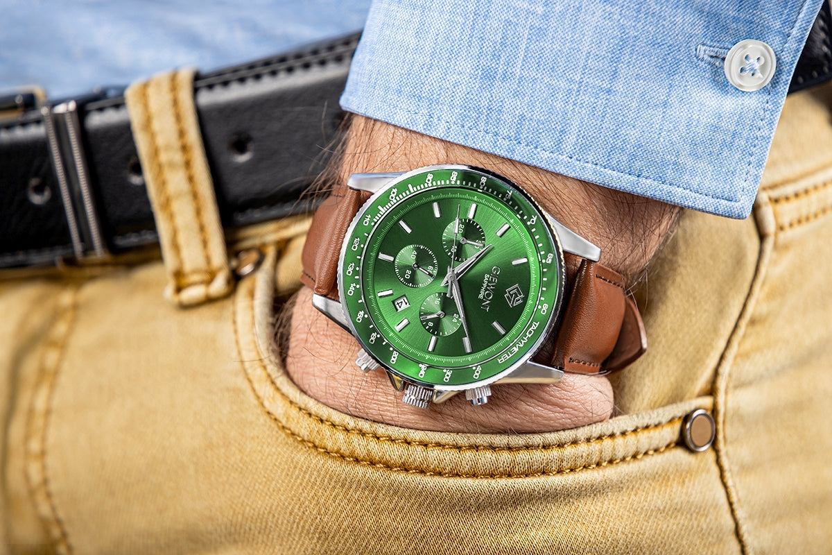 Zegarek Męski Giewont Chronograph Sapphire Brązowo Zielony GW3520-A6