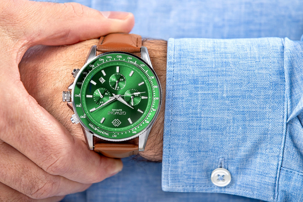 Zegarek Męski Giewont Chronograph Sapphire Brązowo Zielony GW3520-A6