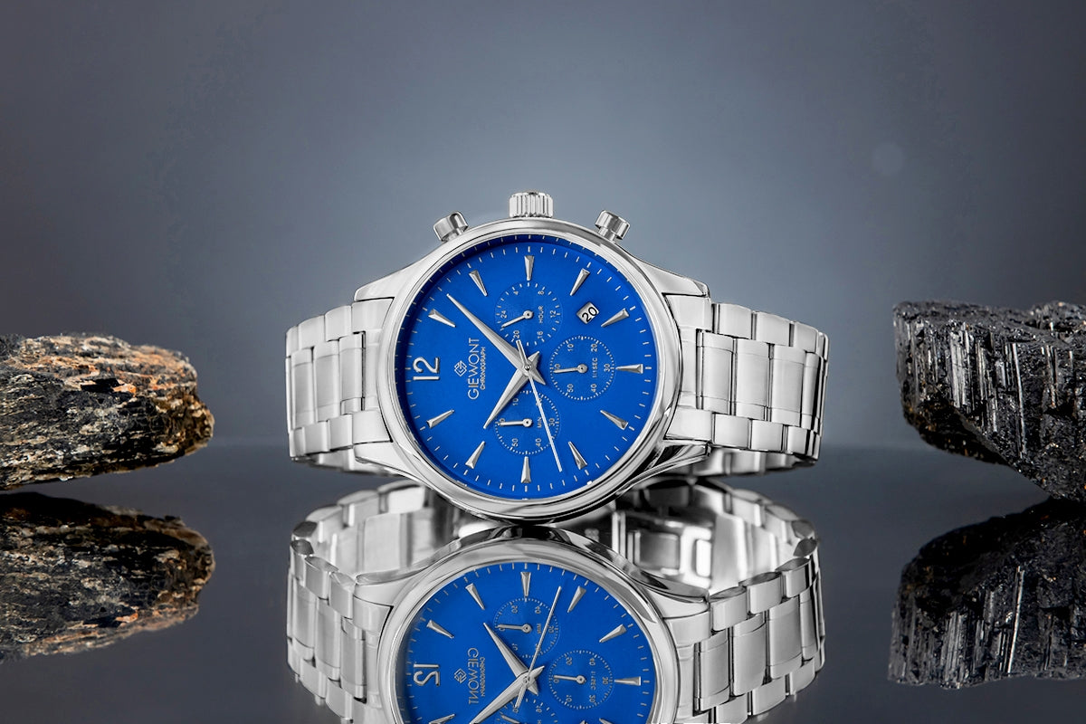 Zegarek Męski Giewont Chronograph Sapphire Srebrno Niebieski GW6310-B3
