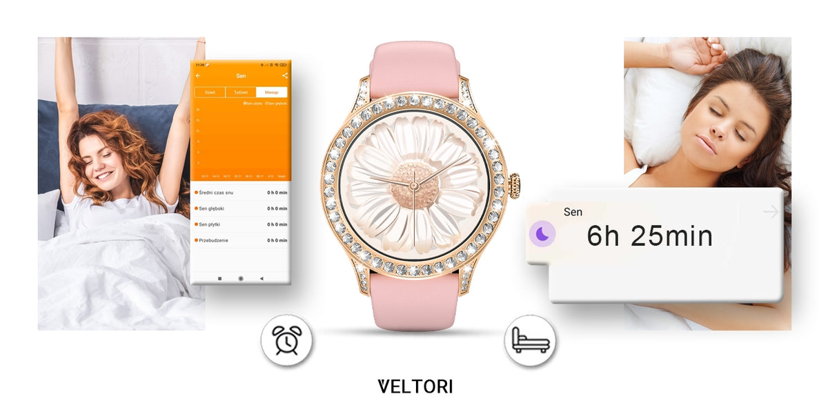Smartwatch Damski VELTORI VT360-1 Różowy Pasek Silikonowy