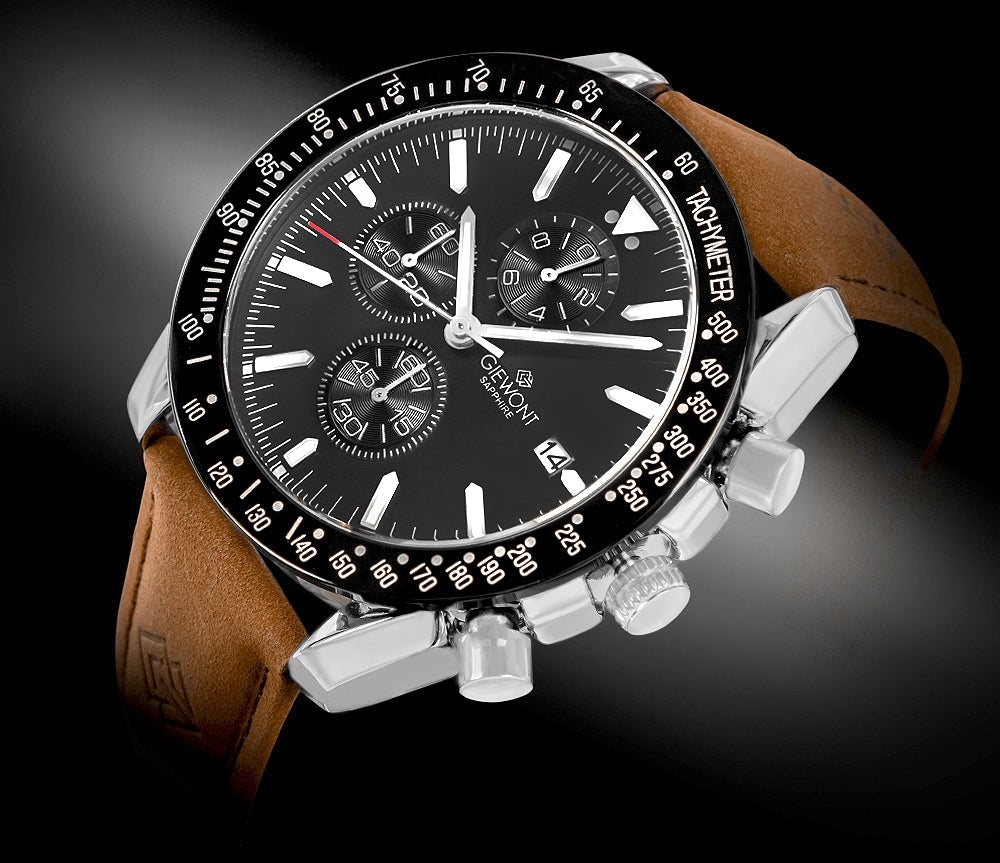 Zegarek Męski Giewont Chronograph Sapphire Brązowo Czarny GW8720-A1
