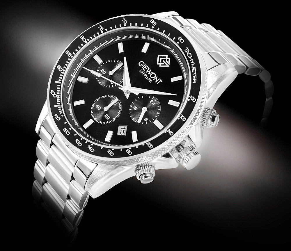 Zegarek Męski Giewont Chronograph Sapphire Srebrno Czarny GW3520-B2