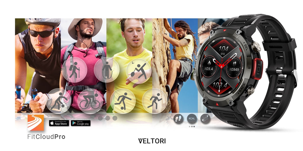 Smartwatch VELTORI VT140-1 Czarny Pasek Silikonowy