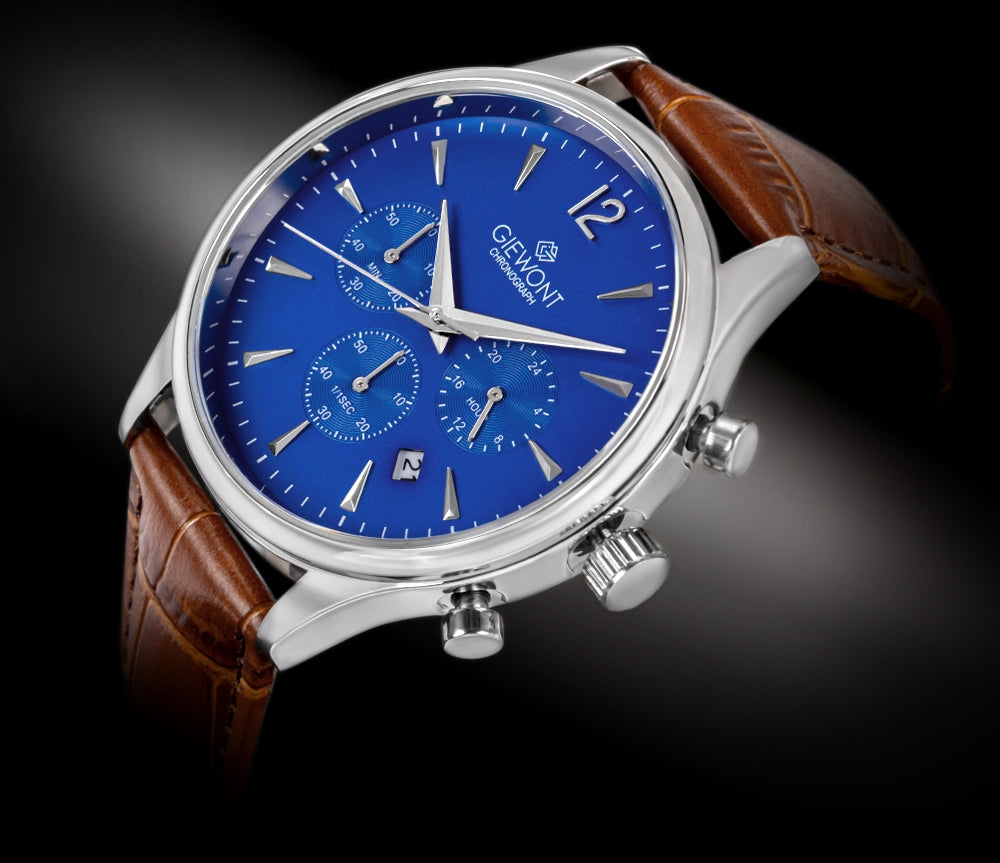 Zegarek Męski Giewont Chronograph Sapphire Brązowo Niebieski GW6310-A5