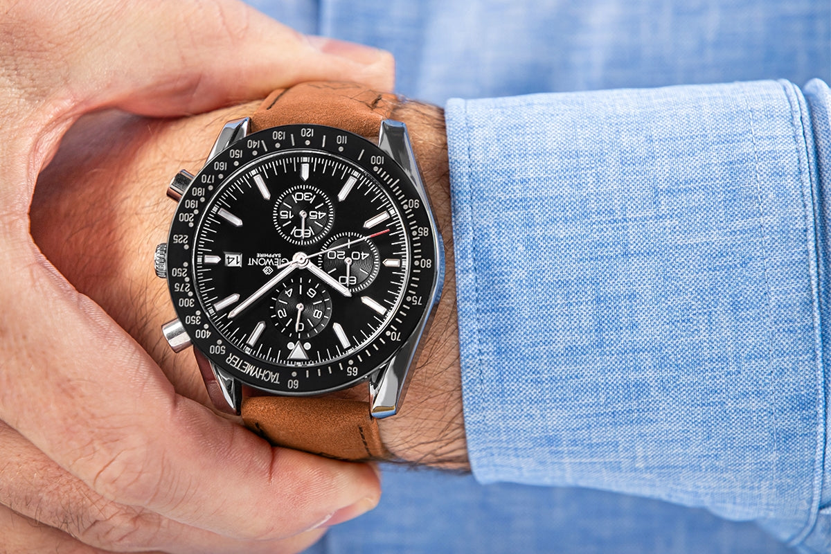 Zegarek Męski Giewont Chronograph Sapphire Brązowo Czarny GW8720-A1