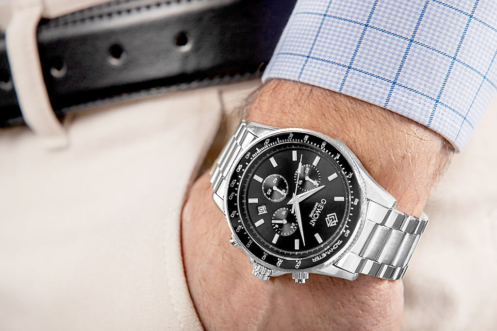 Zegarek Męski Giewont Chronograph Sapphire Srebrno Czarny GW3520-B2