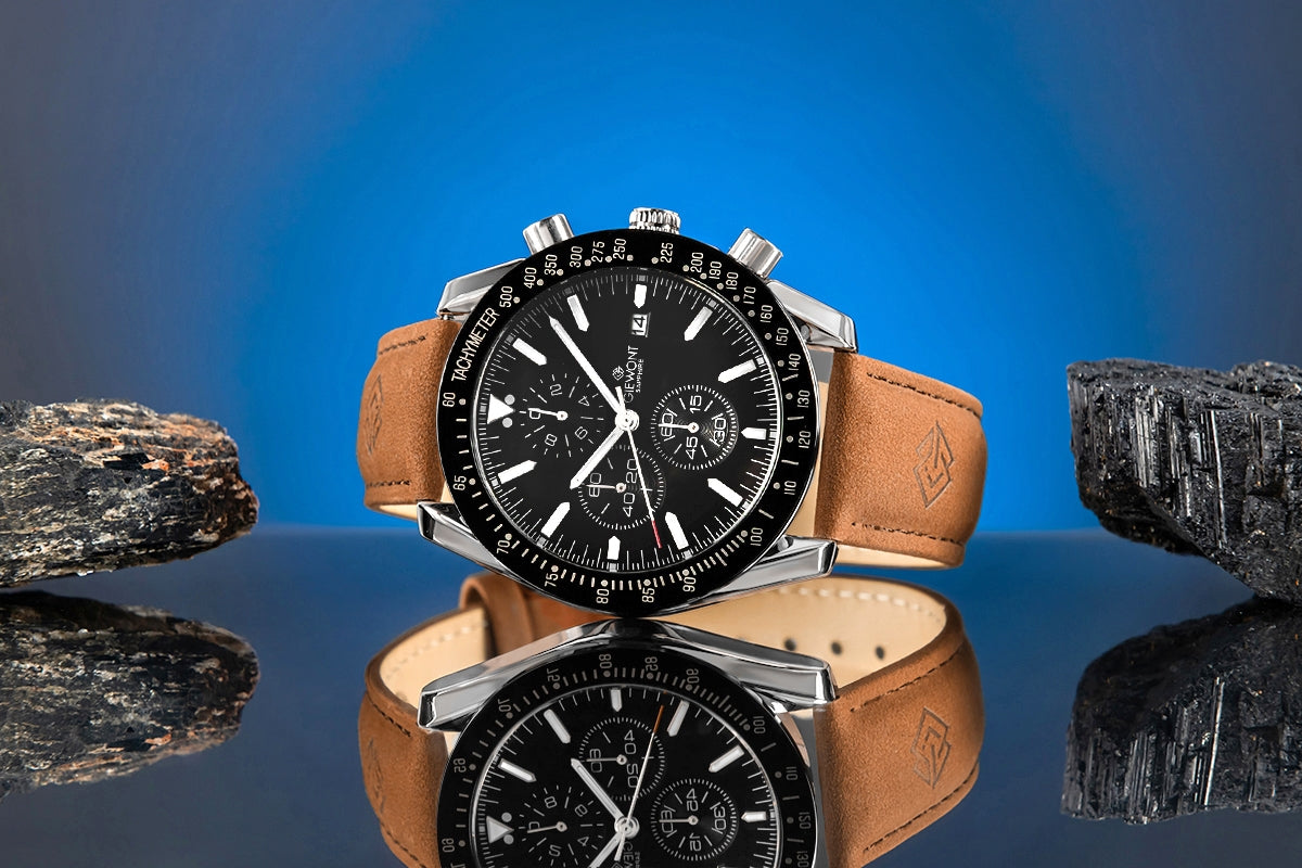 Zegarek Męski Giewont Chronograph Sapphire Brązowo Czarny GW8720-A1