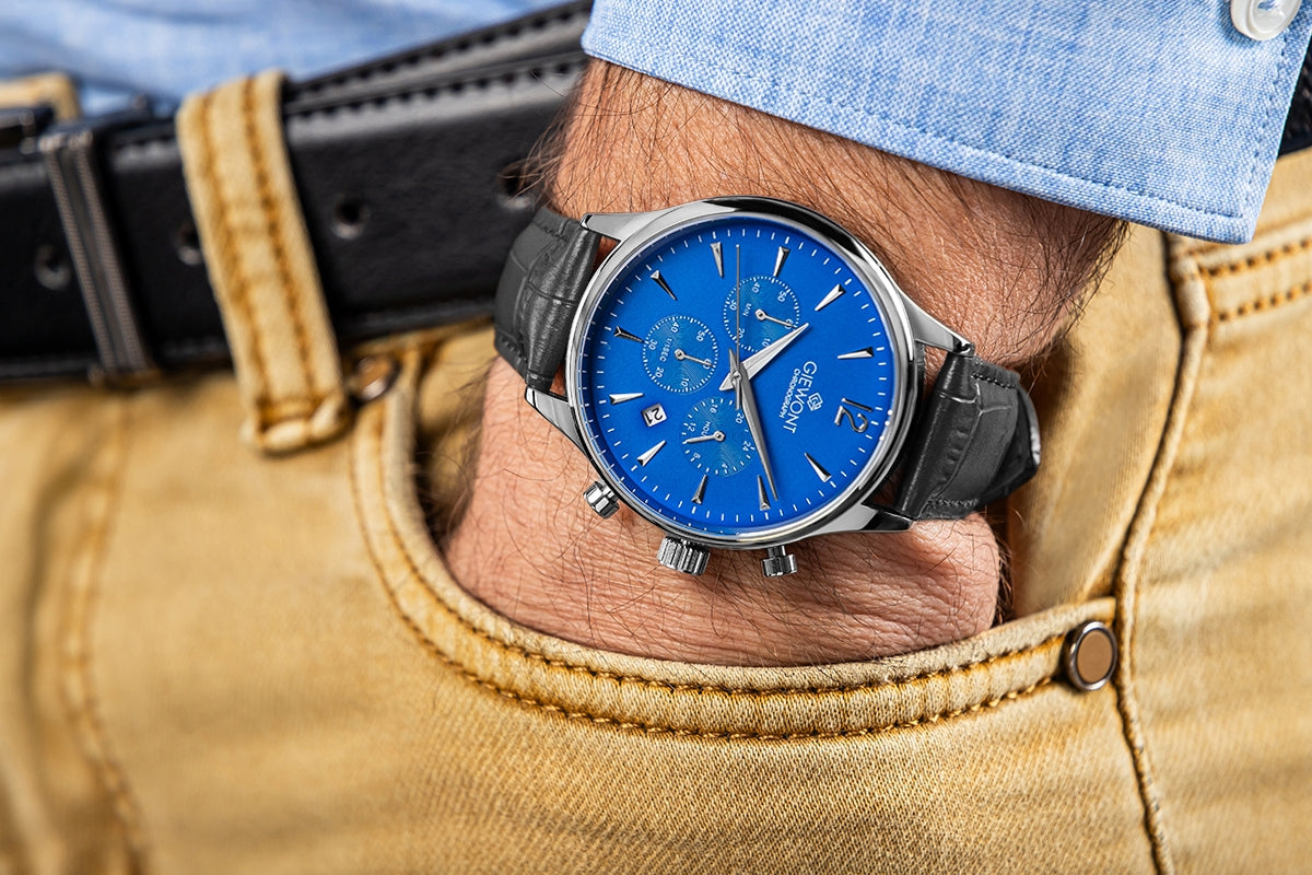 Zegarek Męski Giewont Chronograph Sapphire Czarno Niebieski GW6310-A3