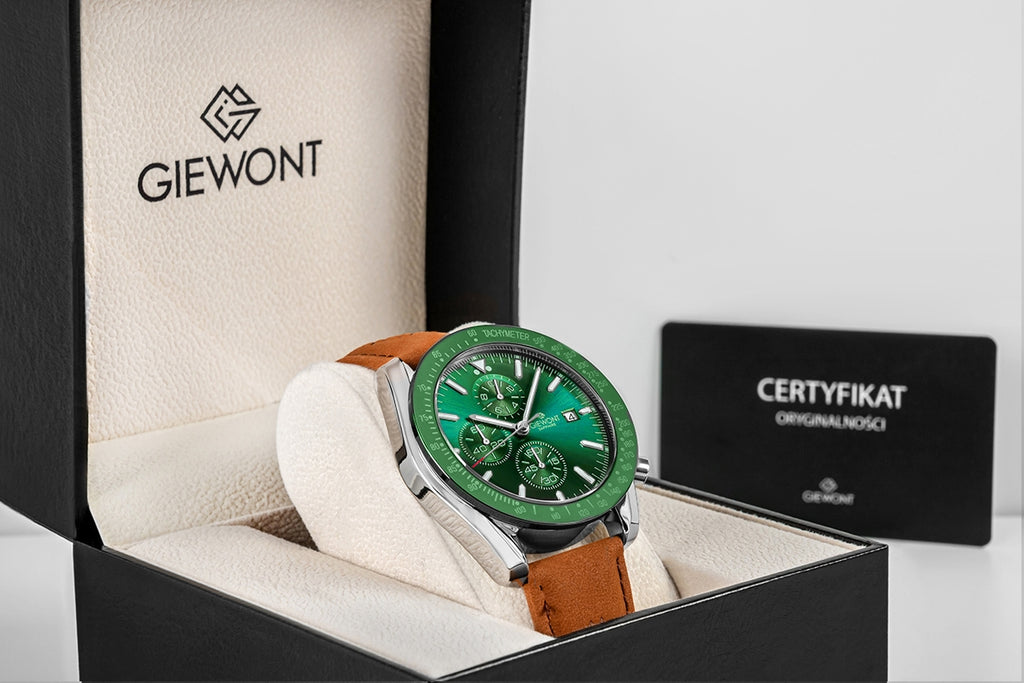 Zegarek Męski Giewont Chronograph Sapphire Brązowo Zielony GW8720-A3