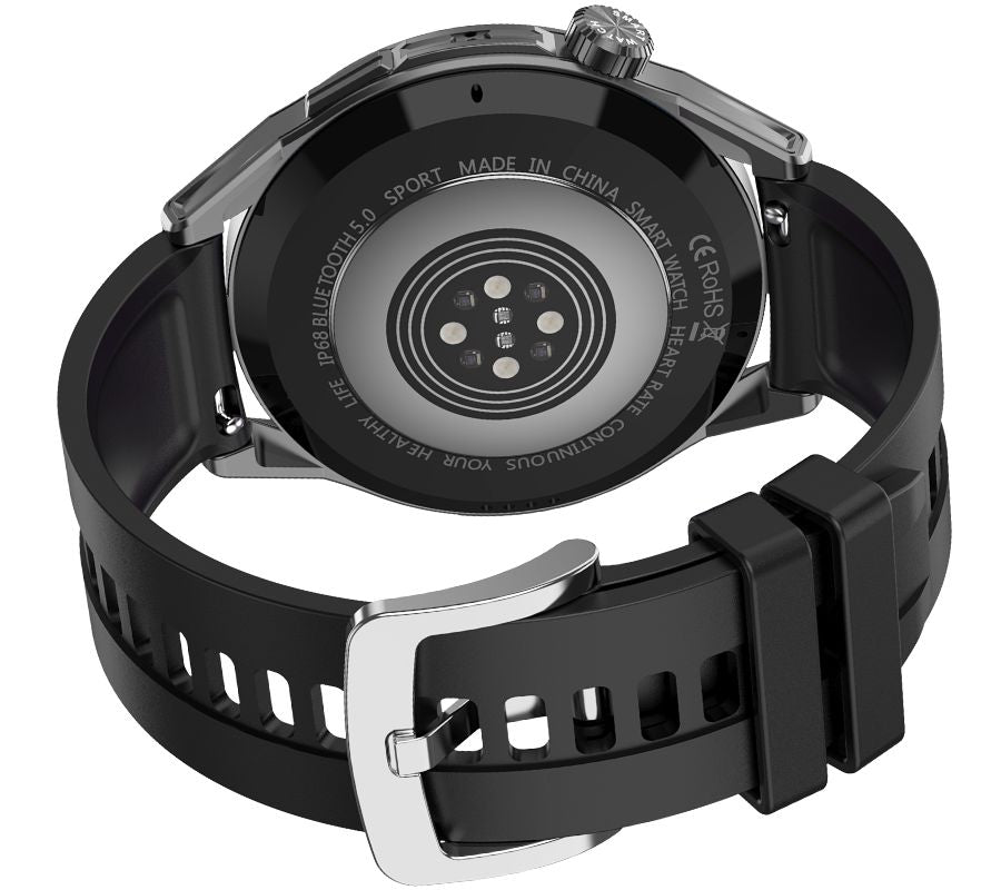 Smartwatch  Rubicon RNCE88-1 Czarny- Czarny Pasek Silikonowy + Czarny Pasek Skórzany