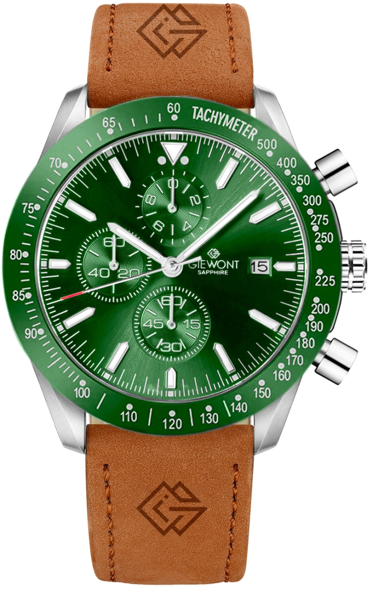 Zegarek Męski Giewont Chronograph Sapphire Brązowo Zielony GW8720-A3