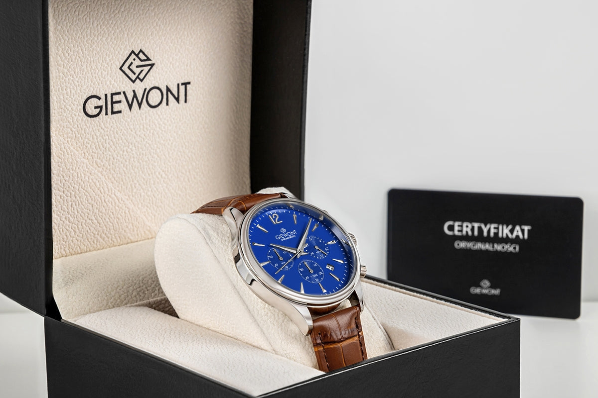 Zegarek Męski Giewont Chronograph Sapphire Brązowo Niebieski GW6310-A5