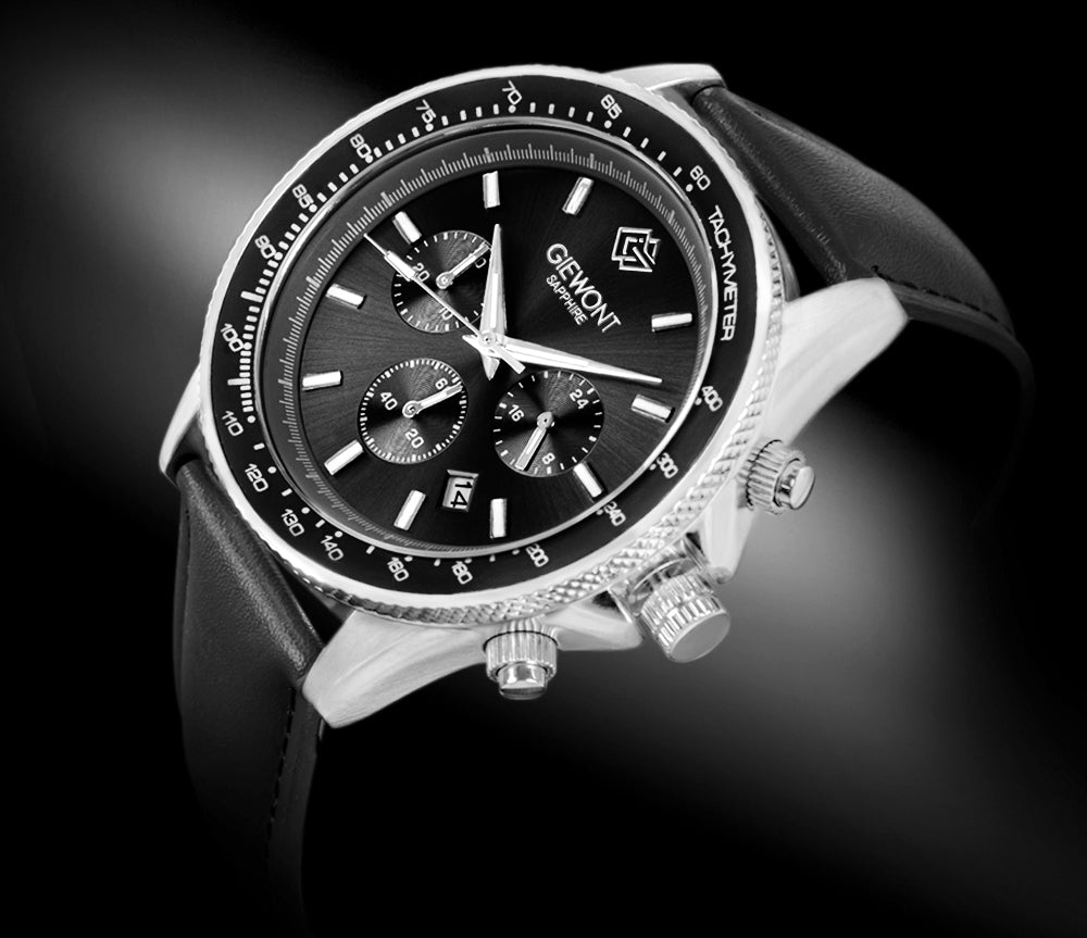 Zegarek Męski Giewont Chronograph Sapphire Czarny GW3520-A4