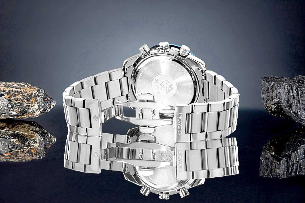 Zegarek Męski Giewont Chronograph Sapphire Srebrno Niebieski GW8720-B3