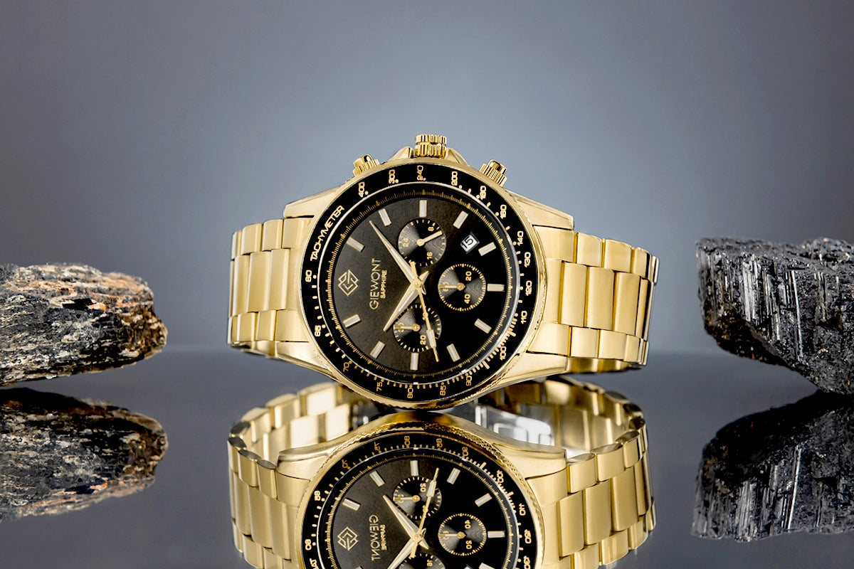 Zegarek Męski Giewont Chronograph Sapphire Złoto Czarny GW3520-B4