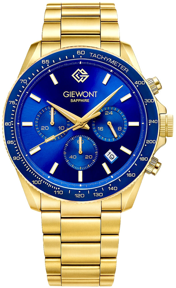 Zegarek Męski Giewont Chronograph Sapphire Złoto Niebieski GW3520-B5