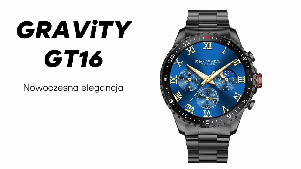 Smartwatch Męski GRAVITY GT16-2 Black / Czarna Bransoleta