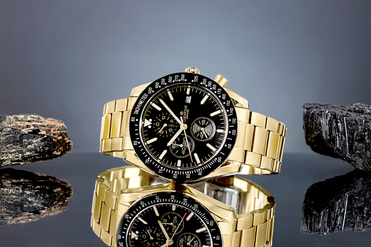 Zegarek Męski Giewont Chronograph Sapphire Złoto Czarny GW8720-B4
