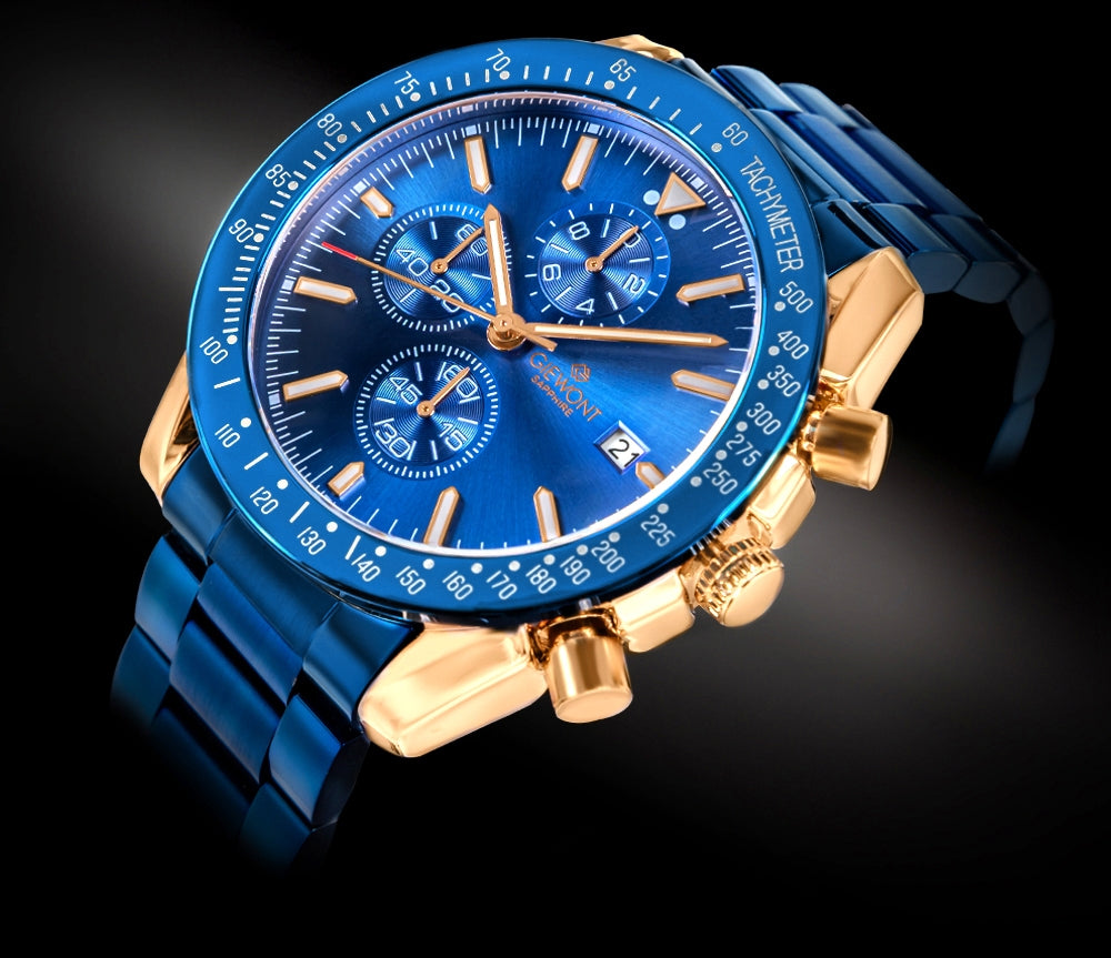 Zegarek Męski Giewont Chronograph Sapphire Niebiesko Miedziany GW8720-B5