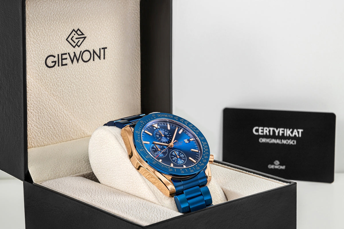 Zegarek Męski Giewont Chronograph Sapphire Niebiesko Miedziany GW8720-B5