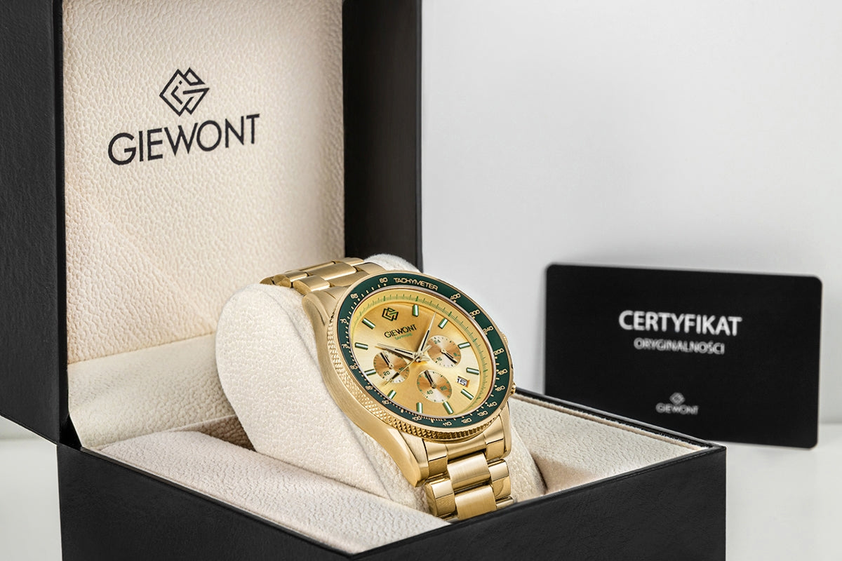 Zegarek Męski Giewont Chronograph Sapphire Złoto Zielony GW3520-B6